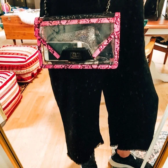 Clear Pink Snake-Print Crossbody Bag - Picture 5 of 7